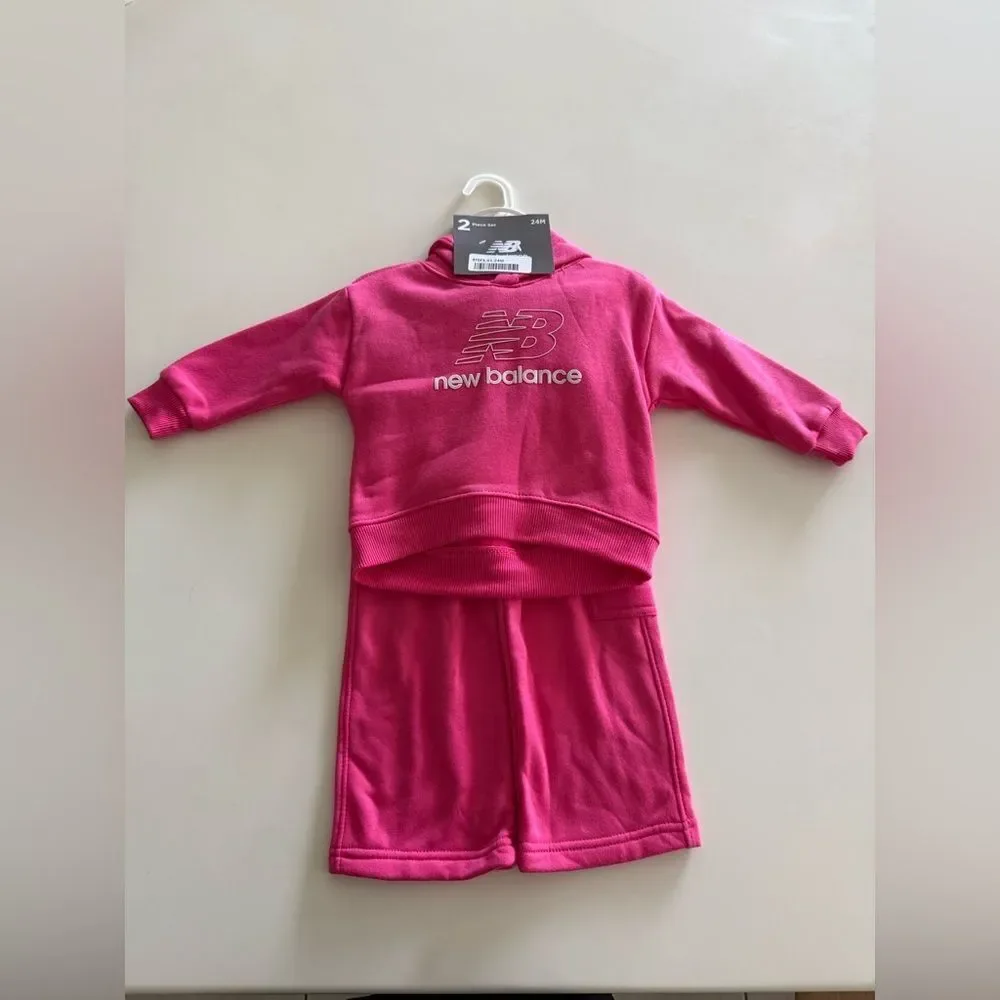 New Balance Baby Girl Vibrant Pink Hoodie & Sweatpants Set, 24M, NWT